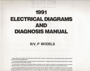 1991 Chevrolet GMC R/V, P Models Electrical Diagnosis & Wiring Diagrams (No Cover)