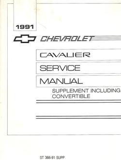 1991 Chevrolet Cavalier Factory Service Manual Convertible Supplement
