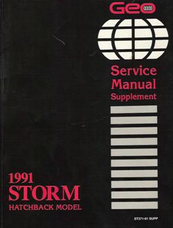 1991 Geo Storm Factory Service Manual Supplement - Hatchback