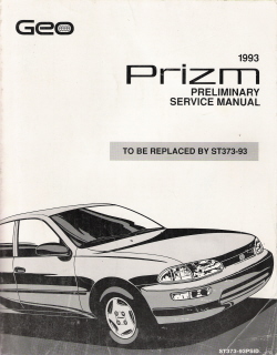 1993 Chevrolet / Geo Prizm (S-Platform) Preliminary Factory Service Manual