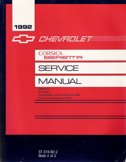 1992 Chevrolet Corsica / Beretta Factory Service Manual - 2 Volume Set