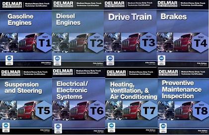 ASE T1-T8 Medium/Heavy Duty Truck (8 Book Set) DELMAR Test Prep Manuals - 5th Edition