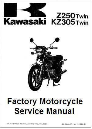 1979 - 1994 Kawasaki Z250, Z305 & KZ305 & 1983 EX250, ER250 & EX305 Factory Service Manual