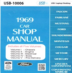1969 Ford/Lincoln/Mercury Car Factory Shop Manual USB
