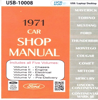 1971 Ford Lincoln Mercury Car Shop Manual on USB