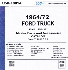 1964 - 1972 Ford Truck Master Parts and Accessories Factory Catalog USB