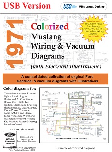 1971 Ford Mustang Colorized Wiring & Vacuum Diagrams USB