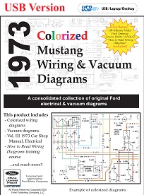 1973 Ford Mustang Colorized Wiring & Vacuum Diagrams USB