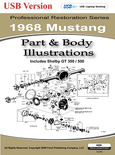 1968 Ford Mustang Factory Part & Body Illustrations on USB