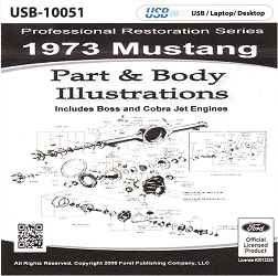 1973 Ford Mustang Factory Part & Body Illustrations USB