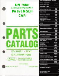 1997 Complete Parts Catalog for Ford / Lincoln / Mercury Passenger Cars (Multiple Volumes)