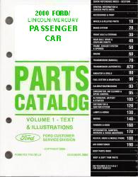 2000 Complete Parts Catalog for Ford / Lincoln / Mercury Passenger Cars (Multiple Volumes)