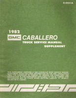 1982 Chevrolet, GMC Caballero & El Camino Truck Service Manual Supplement