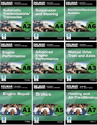 DELMAR ASE Test Prep Manuals - Automobile Partial Set  A1- A8 & L1 