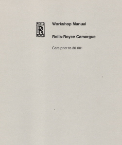 Rolls Royce 1975-1986 Camargue Original Factory Workshop Manual