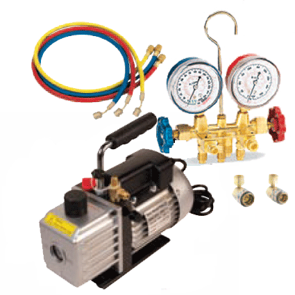 FJC 3.0 CFM Vacuum Pump with R134a Brass Manifold Gauge