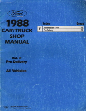1988 Ford, Mercury, Lincoln Car / Truck Factory Shop Manual (Vol. F Pre-Delivery) - Softcover