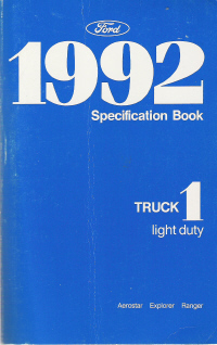 1992 Ford Aerostar, Explorer & Ranger - Specification Manual