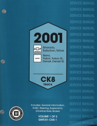 2001 Chevrolet & GMC Silverado, Sierra, Tahoe, Yukon, Denali, Suburban,  Blazer, Jimmy Trucks Factory Service Manual - 5 Volume Set