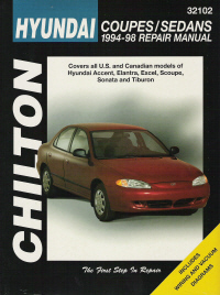 1994 - 1998 Hyundai Accent, Elantra, Excel, Scoupe Sonata Tiburon Chilton Manual