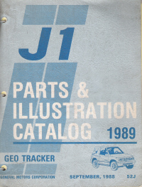 1989 GMC J1 Geo Tracker Parts and Illustration Catalog