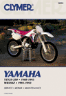 1988 - 1993 Yamaha YZ125, YZ250, 1991 - 1993 WR250Z Clymer Repair Manual