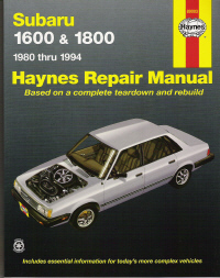 1980 - 1994 Subaru 1600/1800: 2/4WD, XT, Brat PU, Loyale, Haynes Manual